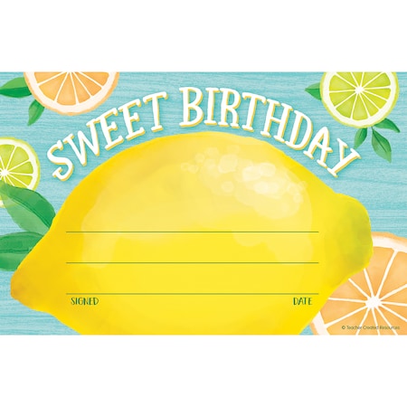 Teacher Created Resources Lemon Zest Sweet Birthday Awards, PK180 TCR8494